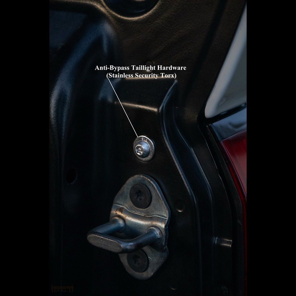Toyota Tacoma N400 anti-bypass taillight security hardware. 18-8 stainless steel Torx bolt replacing factory fastener.