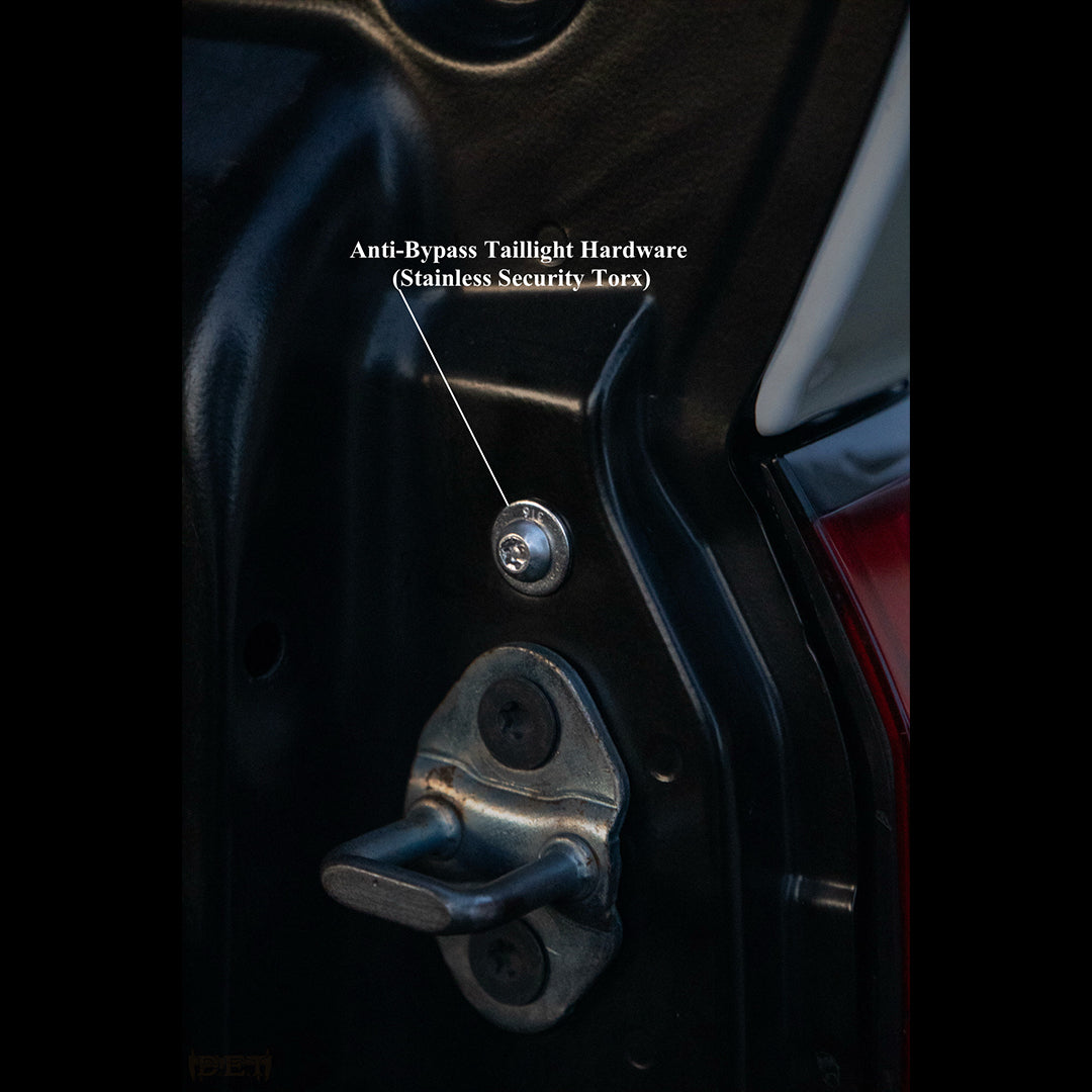 Toyota Tacoma N400 anti-bypass taillight security hardware. 18-8 stainless steel Torx bolt replacing factory fastener.